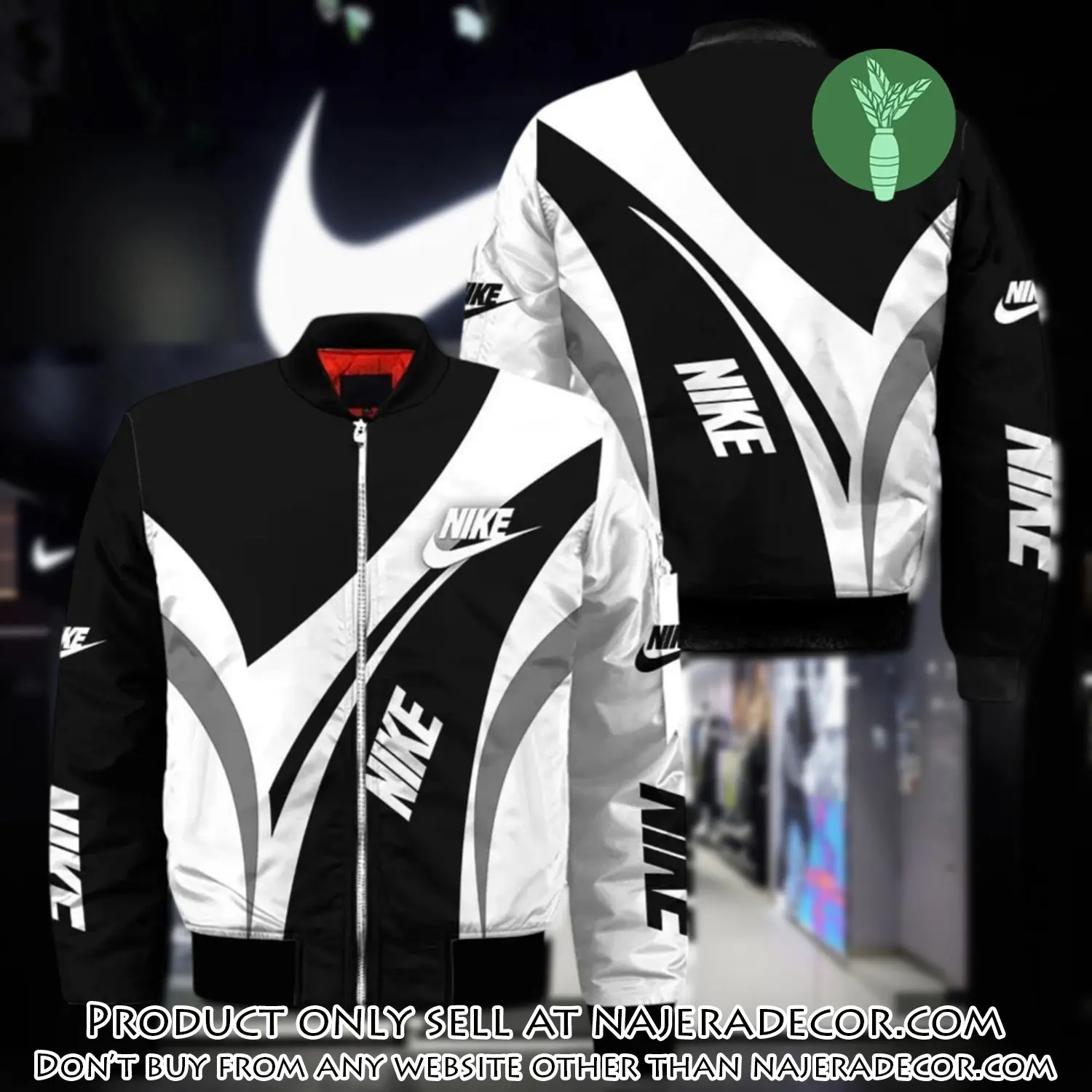 Nike white black luxury brand bomber jacket outfit for men women njr2050763